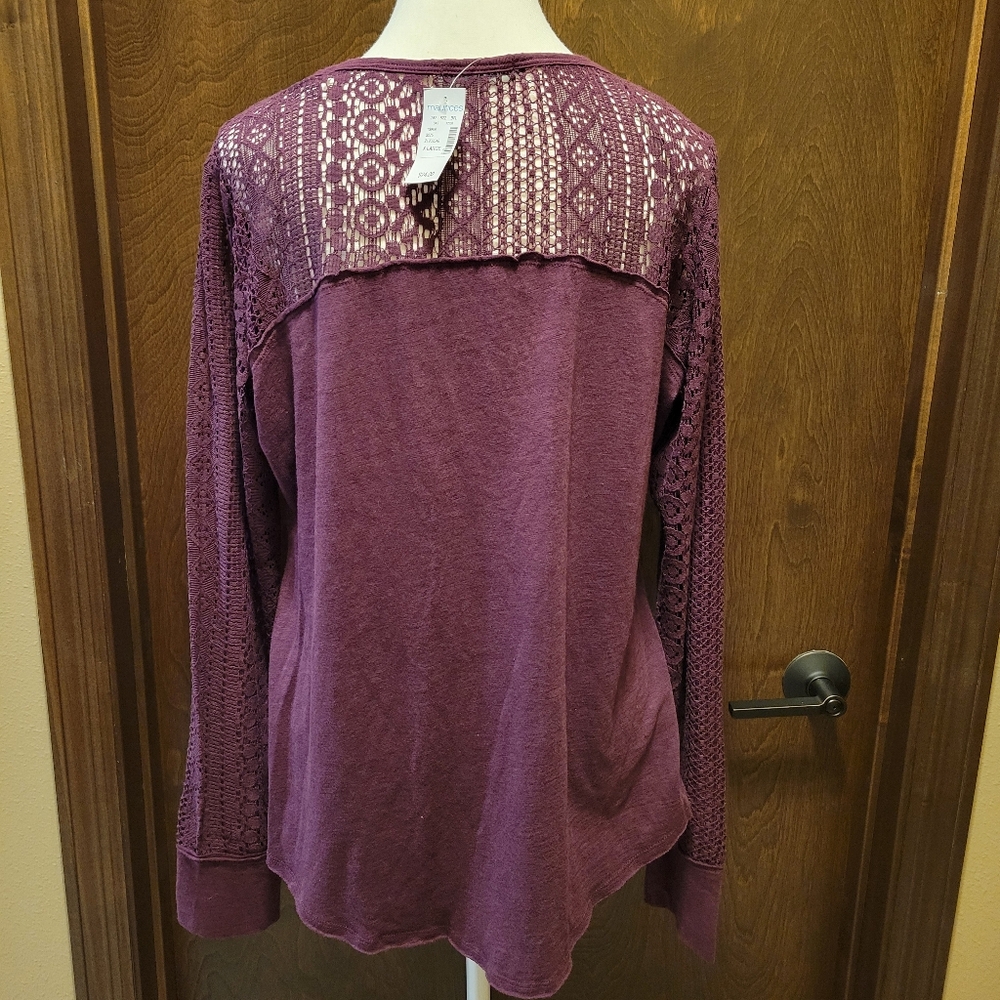 Maurices Purple Lace Long Sleeve Top NWT - Picture 3 of 10